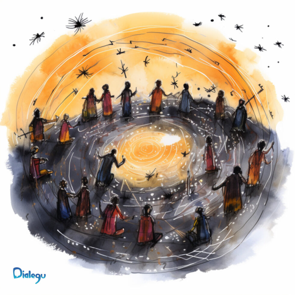 Grupo en círculo compartiendo canciones y emociones