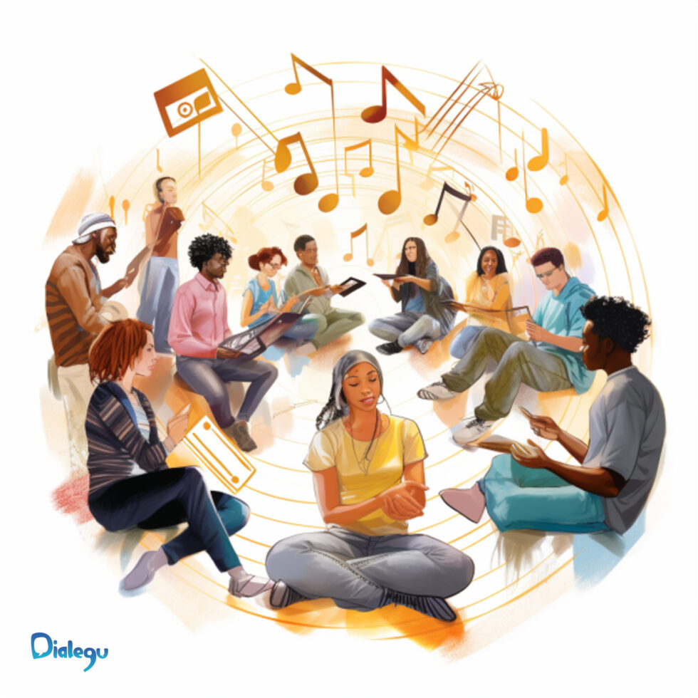 Participantes en música foro reflexionando tras la escucha