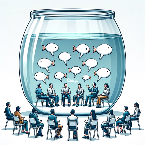 Diálogo en formato pecera con círculo interno y observadores